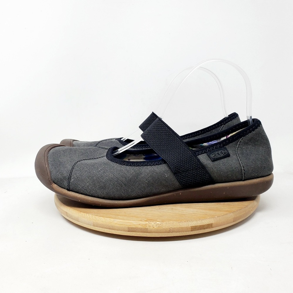 KEEN Sienna Mary Jane Shoes Womens 10.5 Black Grey Slip On Minimalist Flats